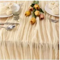 Montegoni Tischläufer 90x180 cm Seihtuch Tischläufer lang Boho (Rustikaler Gazeantischer Stoff Tischdecke 1-tlg, Tischläufer Boho für Hochzeit und Geburtstag Dekoration), Tafeltuch 90 x 180 cm