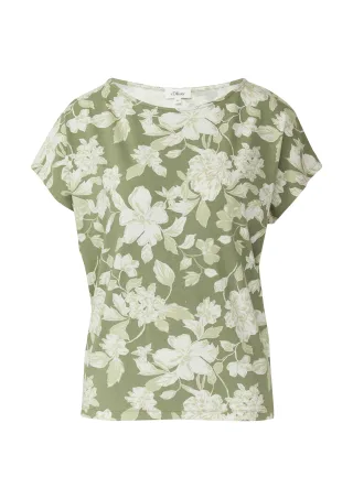 s.Oliver - T-Shirt olive/creme - Gr. - 42