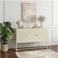 en.casa Sideboard, »Viitasaari« 120 x 40 x 80 cm mit 3 Türen Stahl Cremeweiß