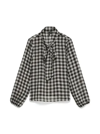 VERO MODA - VMSIA LS HIGH NECK TIE TOP WVN Black - Gr. - L