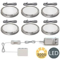 B.K.Licht Unterschrankleuchte, LED fest integriert, Warmweiß, Schranklicht, Unterbauleuchte, flach, Aufputz-Strahler, Spots, 6er SET