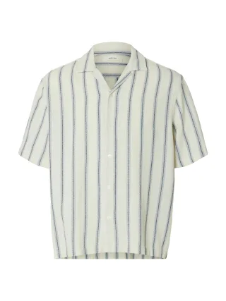 SELECTED MEN - SLHRLXCAL SS SHIRT RESORT Egret - Gr. - XXL