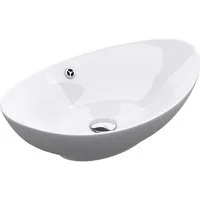 doporro Waschbecken Aufsatzwaschbecken Waschtisch Oval Waschschale Keramik Br818, Nano-Versiegelung