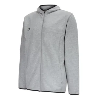 Umbro Herren Pro Fleece-Kapuzenpullover mit durchgehendem Reißverschluss (Graumeliert/Schwarz)