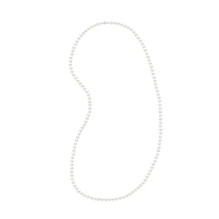 Halskette – Lange Halskette, echte Süßwasser-Zuchtperlen, halbrund, 6–7 mm