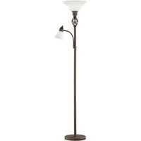 TRIO Leuchten LED Deckenfluter, Dimmfunktion, LED wechselbar, Warmweiß, Stehlampe Landhaus-stil mit Leselampe Glas Lampenschirm, Höhe 180cm