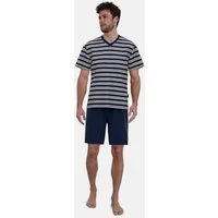 GÖTZBURG Shorty Waterford (2 tlg) Kurzarm, V-Ausschnitt, kurze Hose, Baumwollmix, Streifendesign