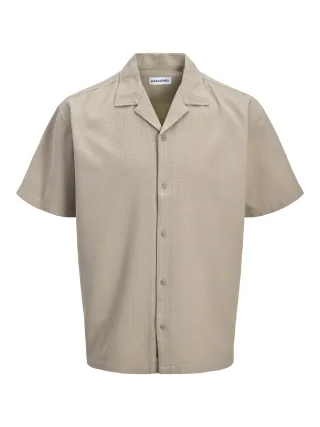 JACK&JONES - JJGLOBAL WAFFLE RESORT SHIRT SS Vintage Khaki - Gr. - XL