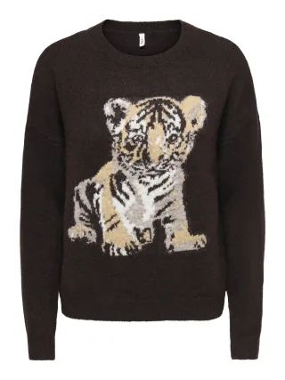 ONLY - ONLTORONTO LS PET O-NECK KNT Coffee Bean - Gr. - M
