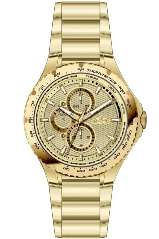 Invicta Aviator 50106 Herren Uhr - Quartz Bewegung - Edelstahl mit Gold Zifferblatt - 44 mm