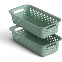 Pro Home Aufbewahrungskorb Modularer Kunststoffkorb Kunststoff Box (2 St), Aufbewahrungsbox mit Griffen - BPA-Frei - Organizer Körbchen Bad Küche