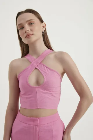 Halter Cut-Out Crop Top