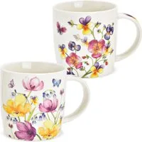 matches21 HOME & HOBBY Tasse Kaffeetassen 2er Set Frühling Sommer Blumen Blüten, 2-tlg., Porzellan, Tee, Kaffee-Becher, klassisch, weiss bunt, 350 ml