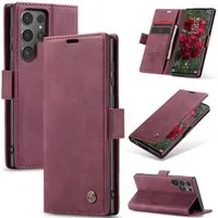 CaseMe Handyhülle Premium Hülle für Samsung Klapphülle Samsung S25 Ultra-Karmesinrot
