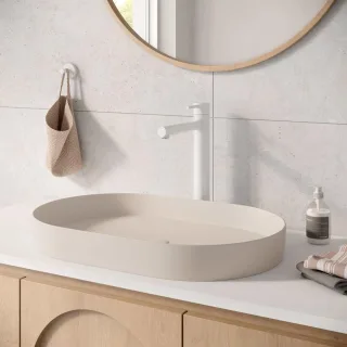 Herzbach SIRO WHITE WT-Einlochbatterie XL-Size Schaft ohne Ablauf Weiß matt, 30.120420.3.07 30.120420.3.07
