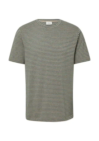 s.Oliver Red Label - Jersey-Shirt mit Crew Neck beige/grün - Gr. - M