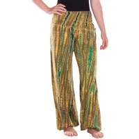 Vishes Chinohose Batikhose Baumwolle Sommerhose mit Gummibund Einheitsgröße Alternative Mode, Ethno, Hippie, Goa Style