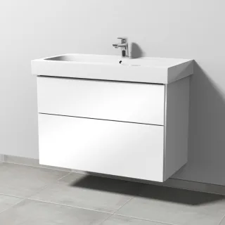 Sanipa 3way Waschtischunterbau zu Geberit iCon Waschtisch mit 2 Auszügen, Weiß-Glanz BS65278
