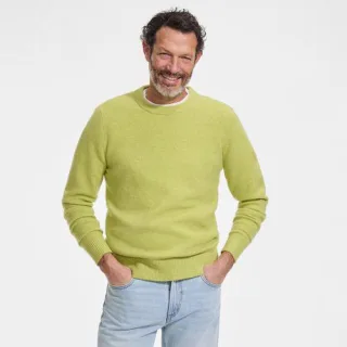 Wool Touch Rundhals-Pullover, Herren,  Grün, Wolle/Polyester/Nylon, by Lands' End