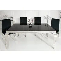 riess-ambiente Esstisch MODERN BAROCK 180cm schwarz/silber - Opalglas, Edelstahl, Platz für 8 Personen - ideal für extravagante Wohn- oder Esszimmer