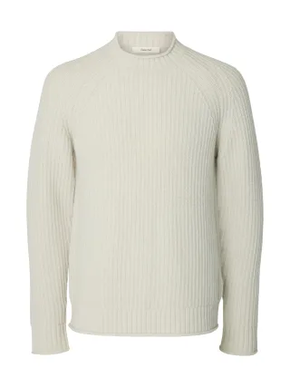 selected men - SLMBILLY LS KNIT CREW NECK Silver Birch - Gr. - L