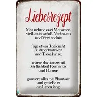 Hebold Metallschild Schild Blech 20x30cm - Made in Germany - Spruch Liebesrezept Retro Met