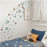 Montegoni Wandsticker Polka Dot Wandsticker 140 Kreise Selbstklebend Wanddeko Punkte (Wandaufkleber-Set, 4 Bögen mit gepunkteten Wandaufklebern), Selbstklebend, Abnehmbar, Flexible Anordnung, langlebig, Wasserfest