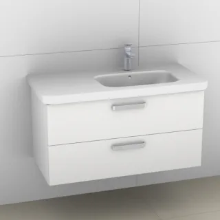 Artiqua 411 Waschtischunterschrank für DuraStyle 232610 Becken rechts Weiß Hochglanz, 411-WU2L-D46-7 411-WU2L-D46-7016-68
