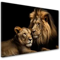 Artedinoi Leinwandbild Beautiful Lions Löwen Wandbild Leinwandbild Kunstdruck XL Wanddeko