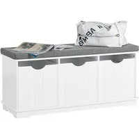 SoBuy Schuhbank FSR30, Schuhregal mit Sitzfläche, Sitzbank mit Stauraum Schuhtruhe, Spielzeugkiste Spieltruhe mit 3 Körben für Stauraum, Flur Wohnzimmer