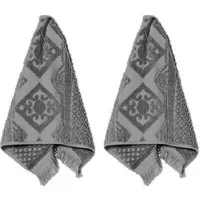 PAD Gästehandtuch HARLEM, 30x50 cm, Frottee (Set, 2-St), Made in Europe, Ton in Ton gestreift, mit Ornamenten, mit Fransen