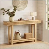 GarveeMore Konsolentisch im Landhausstil,2-stöckiger Holztisch mit Ablagefläche,Sofatisch, ideal als Konsolentisch für Eingangsbereich, Flur oder Wohnzimmer
