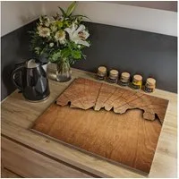 banjado Herd-Abdeckplatte einteilig aus Glas mit Motiv Holz, (gehärtet, 1 tlg., inkl. selbstklebende Gummifüßchen)