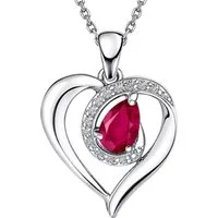 Limana Herzkette Tropfen Edelstein Schmuck Damen 925 Silber Halskette Geschenk Frau (nach Wahl Rubin Saphir Opal Silberkette inkl. Dose und Tasche), Geburtstag Jahrestag Hochzeitstag Weihnachten Muttertag Valentinstag