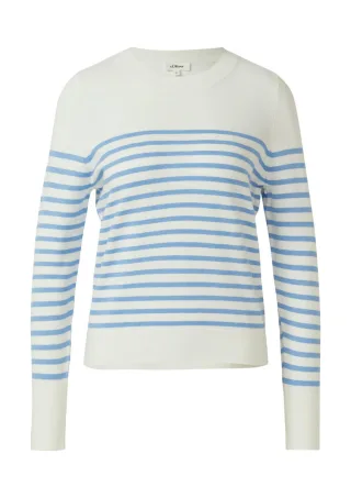 s.Oliver Red Label - Gestreifter Pullover aus Viskosemix blau/weiß - Gr. - 36