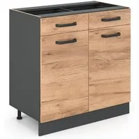 Vicco Unterschrank R-Line, Goldkraft Eiche/Anthrazit, 80 cm ohne Arbeitsplatte (1-St)