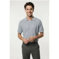 Jack & Jones Polokragenpullover JORCASSIS KNIT TWISTED SPLIT NECK POLO mit Streifen Muster
