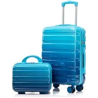 i@home Kofferset 14"/20" 2-teiliger Koffer, 4 Rollen, (2 tlg), PC-Spinner-Kofferset mit Zahlenschloss & 14" Kosmetiktasche