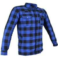Alpha Speeds Motorradjacke Flanell-Holzfäller Motorrad KEV ARAMID Lumber Biker Hemd SLIM Blau (Wasserdicht & Winddicht & Atmungsaktiv + Belüftungstaschen / Motorradhemd) All Season, wasserdichte Reißverschlüsse, mit Protektoren