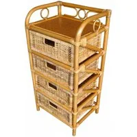 Rattani Standregal Rattanregal mit 4 Schüben, Korbregal mit Schub Fb. honig