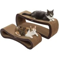 PetRhein Kratzpappe,Kratzmöbel, Kratzkarton,Kratzspielzeug aus hochwertigem Wellpappe, (Enthält 2 Kratzpappen), Set aus zwei Teilen, BxLxH: 27x86x32 cm