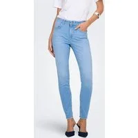 ONLY Skinny-fit-Jeans ONLBLUSH MID SK ANK RW DNM REA130 NOOS hohe Taille, Bleach Wash für einen Faded-Look, ausgefranster Saum