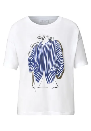 Street One - T-Shirt mit Print weiß - Gr. - 36