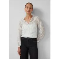 s.Oliver Langarmbluse Bluse Transparente Bluse mit Strickerei und Tunika-Ausschnitt
