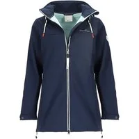 Dry Fashion Softshellmantel Hooge Damen Softshelljacke Mantel Outdoor-Jacke mit Fleece-Innenfutter Atmungsaktiv, Wind- und wasserabweisend, 2-Wege-Reißverschluss, Kapuze
