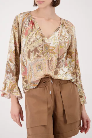 monari - Bluse mit Paisleymuster mocca gemustert - Gr. - 40