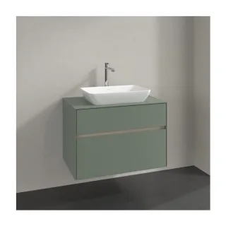 Villeroy und Boch Collaro Waschtischunterschrank C108B0AF 80x54,8x50cm, Waschtisch mittig, LED-Beleuchtung 5,7 W, soft green