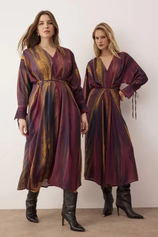 Lila Abstrakt Maxi-Kleid für Damen, lang und lässig, lässig