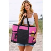 Fashy Strandtasche Fashy - Große XXL Strandtasche Badetasche Umhängetasche Pink Schwarz