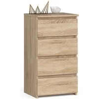 Home Collective Kommode 40 cm breit Holz Highboard Sideboard für Flur Schlafzimmer Wohnzimmer (Mehrzweckschrank Schrank schmal Kommode Schlafzimmer mit Schubladen), Kinderzimmer Organizer, 73 cm hoch mit 4 Schubladen sonoma Eiche